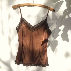 Victorias Secret Chocolate Brown Lace Camisole Lingerie Top